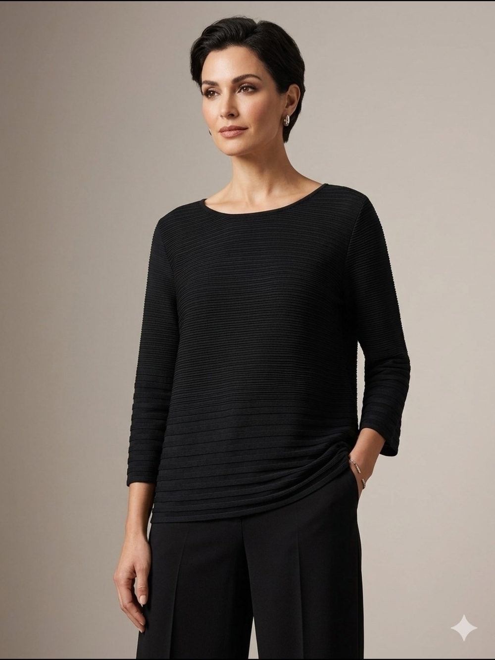 Calvin Klein Black Ribbed Long Sleeve Top
